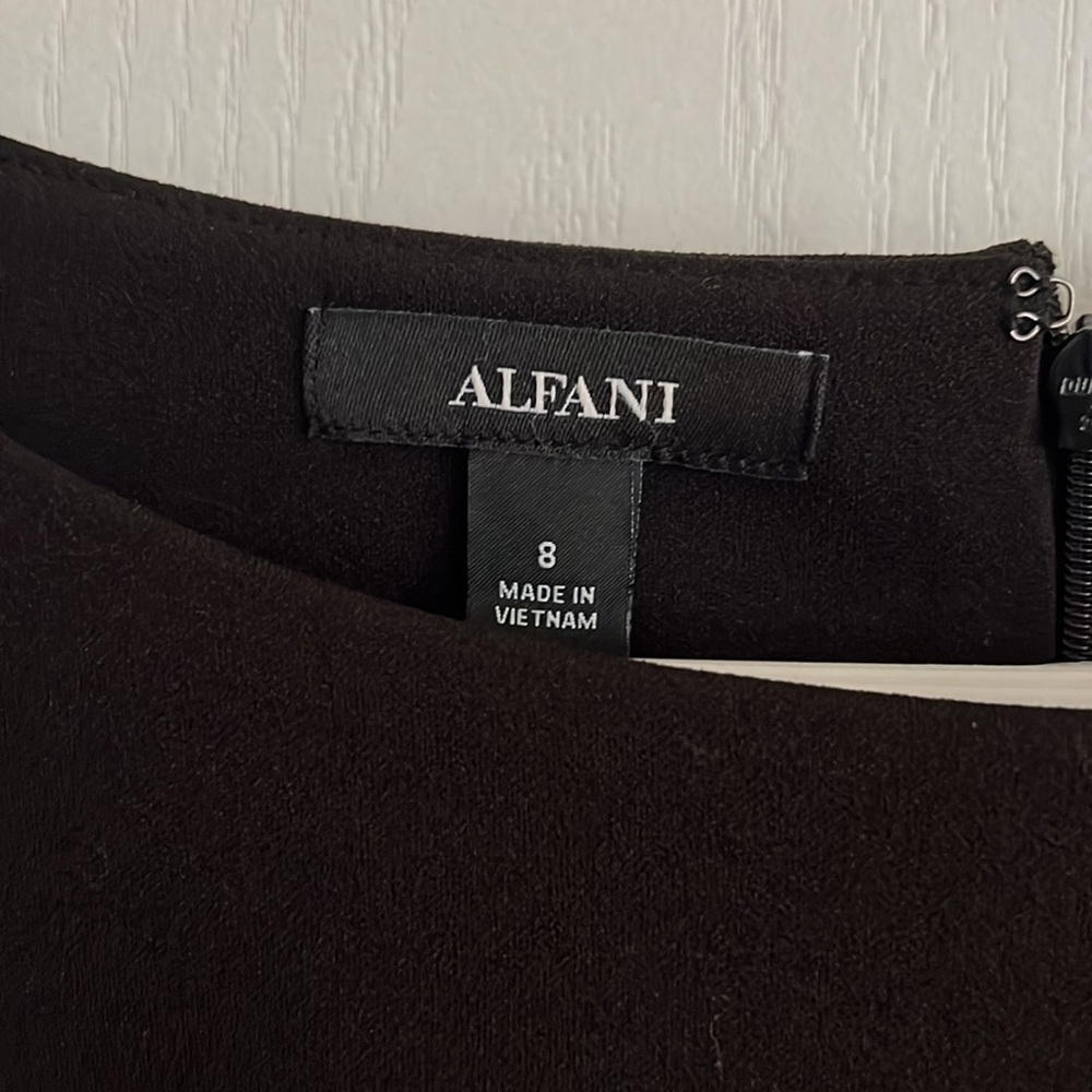 Alfani black midi dress with faux fur sleeves - Picture 2 of 4